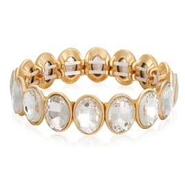 KELMALL Trendy Crystal Exquisite Small Square Stretch Bracelet for Women, Party Proms Vibant Bling Rhinestone Elastic Bangle