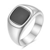 MYNENEY 14K Gold/Silver/Black Plated Square Signet Ring Anillos De Hombre