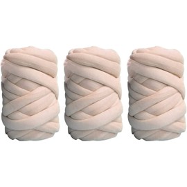 3PCS Chunky Garn Chunky Wolle Garn Roving Häkeln DIY Perfekt，Handgestrickte Häkeldecken-Teppiche Decke Kissen Haustier Bett Bett (Beige)
