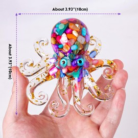 RJINGSHI Natural Crystal Lapis Lazuli Gravel Octopus Resin Marine Animals Fish Tank Decorative Ornaments Statue Healing Crystal Home Decor Ladies Gift 3.93"