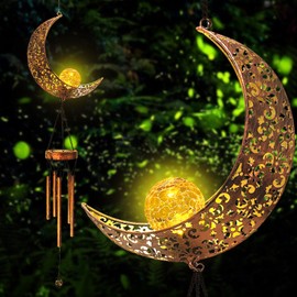 Kelvinlux Solar Moon Wind Chimes Outdoor, Waterproof Moon Wind Bells Light Clearance for Outside, Unique Gifts for Mother's Day, Children's Day, Birthday, Mom, Women, Decor for Garden, Yard, Party