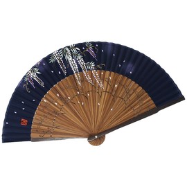 Hand Hand Fan, Hand Fan, Parent Lurex, Medium and Short Pattern, Carved, Fabric, Silk Wisteria