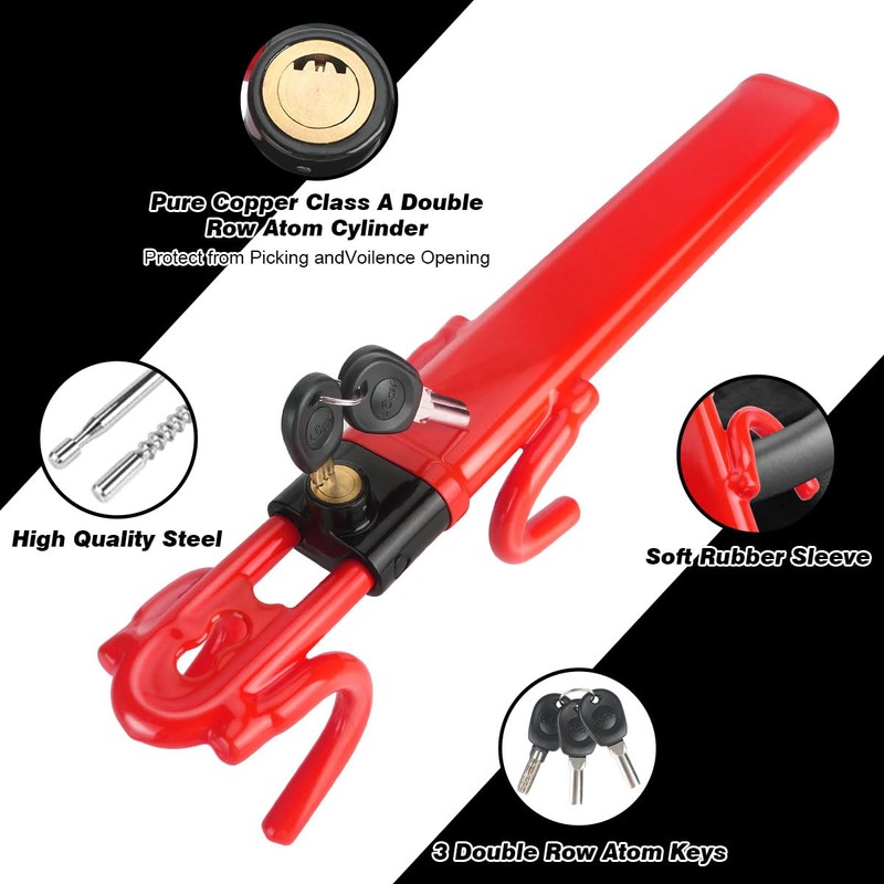 Car Steering Wheel Lock Anti-Theft Device,Red Car Steering Wheel Lock