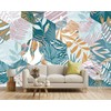 YIHWM -Abstract Geometry Botanical Banana Leaf Fabric Wallpaper Living Room