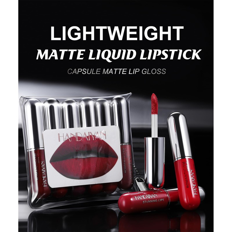 6 Colors Nude Lipstick Makeup Set, Matte Liquid Lipstick, Velvet