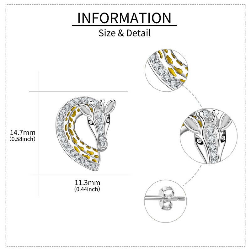 Giraffe Earrings Sterling Silver Giraffe Stud Earrings Animal Mother's Day