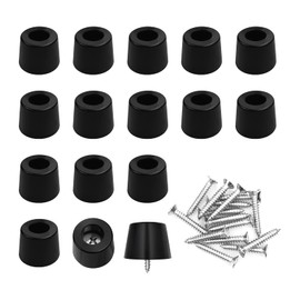 Jeyrup Pack of 16 Rubber Feet Screwable Furniture Gliders Black Furniture Feet Table Legs Non-Slip Film Rubber Mat Outdoor Furniture Protection Increase in Height with M5 Screws
