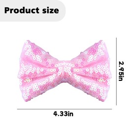 Light Pink Sequin Hair Bow for Women Girls Bowknot Bow Hair Accessories
