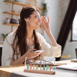 Boss Lady Gifts for Women - Appreciation Desk Decor for Boss Day, Birthday, Christmas - Thank You Gift for Female Boss, Supervisor, Manager, Leader, Mentor, Coworker, Boss Mom Flower