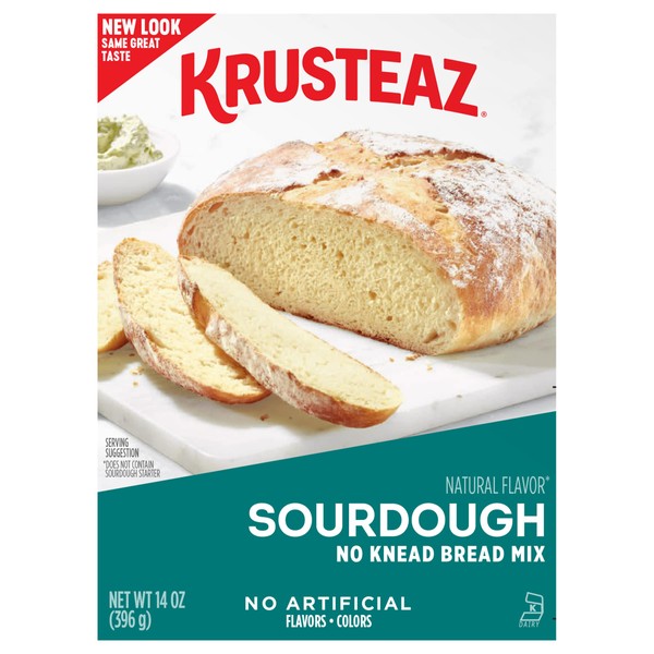 Krusteaz Artisan Sourdough Flavored Bread Mix, No Knead, 14 Oz Boxes (Pack of 12)
