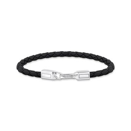 THOMAS SABO A2149-682-11 Unisex Leather Bracelet in Black Silver 925 Sterling Silver Blackened Leather, Sterling Silver, No Gemstone