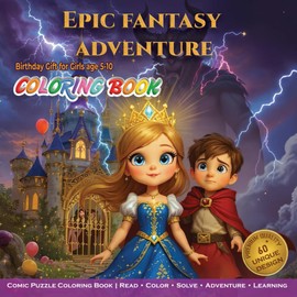 Birthday Gift for Girls Ages 5-10: Fantasy Quest Coloring Book - Interactive Story with Magic & Puzzles: Interactive Story Magical Coloring Book | 60+ ... Pages | Screen-Free Activity Book for Kids