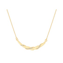 Tuscany Silver Yellow Gold Plated Crystal Crossover Necklet of 46 cm/18-inch