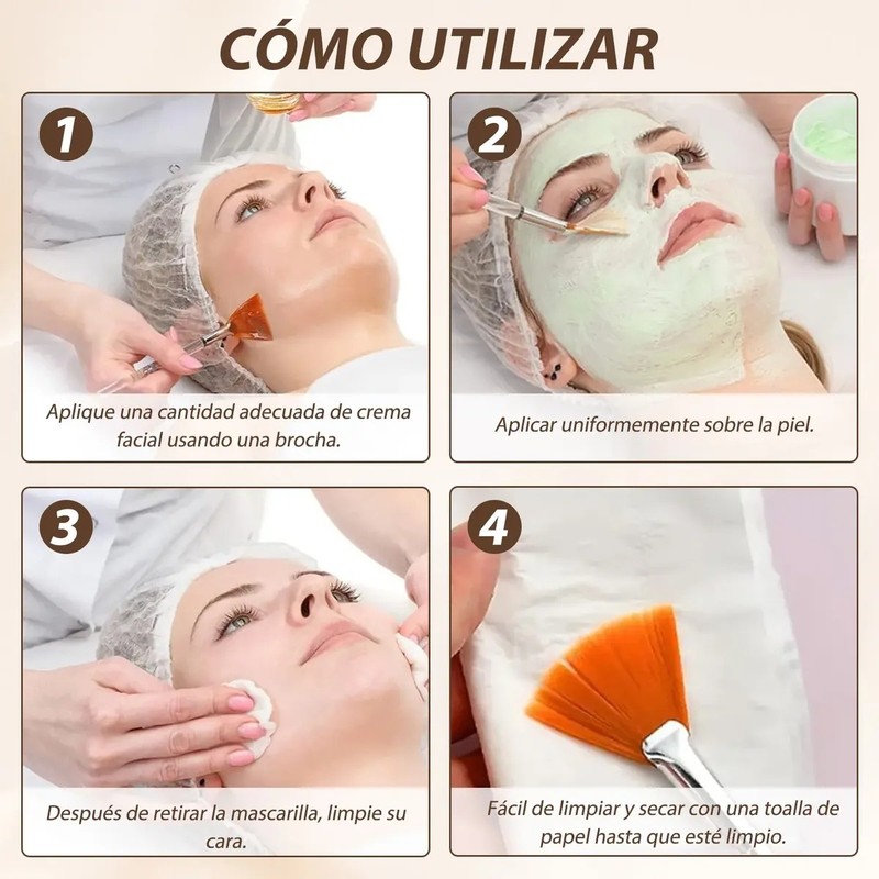 40pzs Para Facial Serum Acido Spa Brochas Mascalilla Blanco
