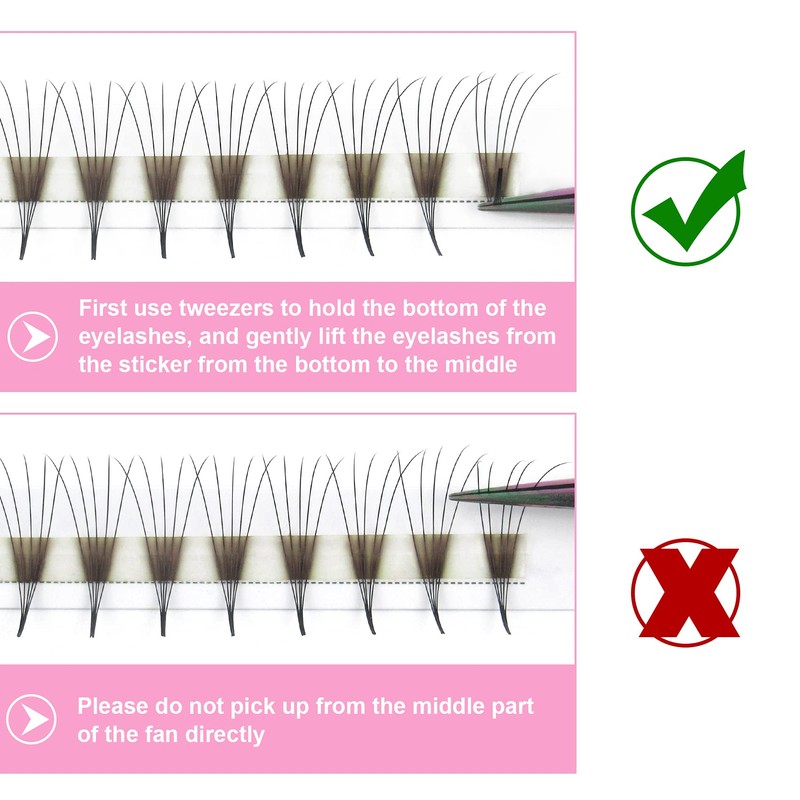 Ready-to-Use Eyelash Fans, 9D-D-0.07-12, Ready-to-Use Fan Eyelash Extensions, 0.07 Volume