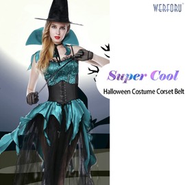 WERFORU Women Corset Elastic Belt Wide Vintage Lace-up Tied Costume Waspie Waist Belt (Suit for waist size 26-30 Inches）