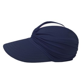 IBLUELOVER Women Sun Visor Wide Brim Empty Top Hat Ponytail Baseball Cap Adjustable Casual Trucker Hat Foldable Sports Beach Cap for Golf Tennis Cycling Running Outdoor Blue