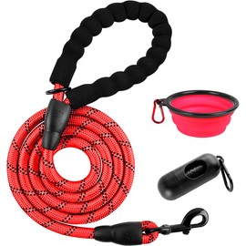 BARKBAY Dog Leashes for Large Dogs Heavy Duty Dog Leash 4/5/6 FT with Comfortable Padded Handle and Highly Reflective Threads for Medium Large Dogs Walking Training Running (6FT-1/2'',Red)