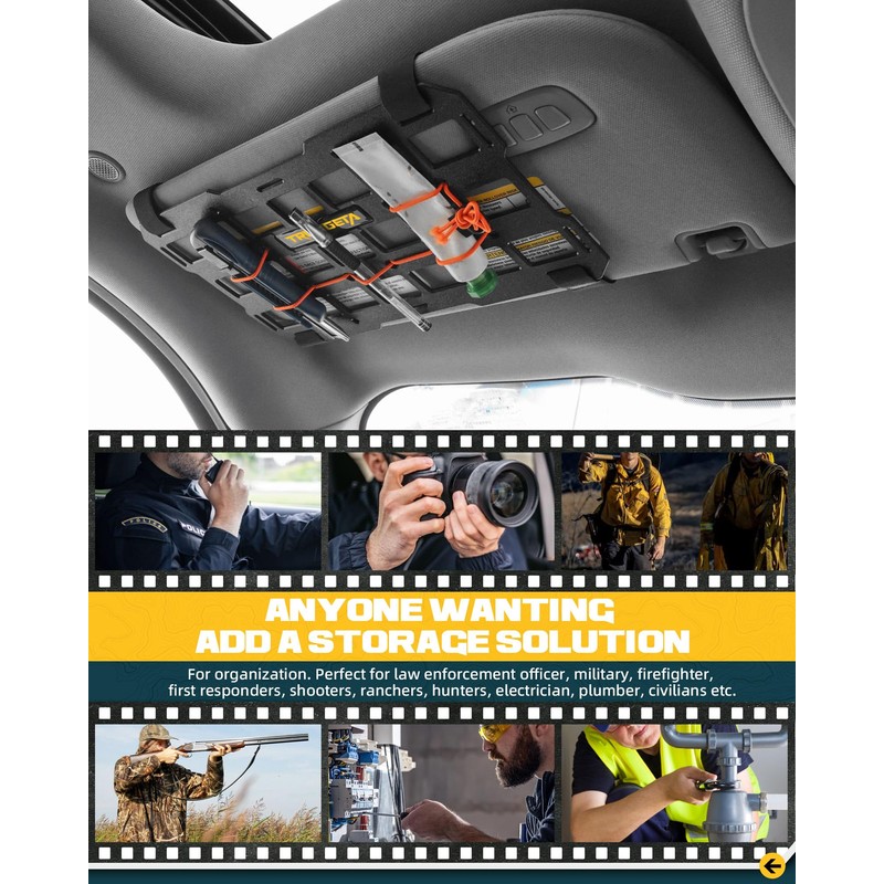 Molle Visor Organizer Universal Sun Visor MOLLE Panel for Vehicle