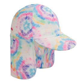Tie-Dyed Pink Hat Baby Sun Hat UPF50+ Cap, Kids Beach Hats with Neck Protection,Summer Pool Cap for Kids 6-8 Years