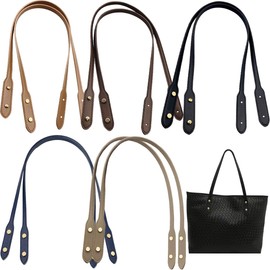 10 PCS PU Leather Bag Handles Leather Handle Wraps Mount Strap Bag Handle Leather Belt Band Replacement Rivets Purses Strap for DIY Shoulder Bags Crochet Bag Underarm Bag Wallet
