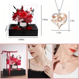 URMWMOO Mom Gifts from Son Preserved Red Rose with Mother Necklace Gifts