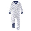 HonestBaby Baby Organic Cotton Snug-fit Footed Pajamas Toddler Sleepers, Compass,