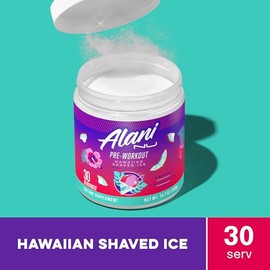 Alani Nu Suplemento en polvo preentrenamiento para energía, resistencia y bomba, hielo afeitado hawaiano, 30 porciones (el embalaje puede variar)