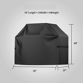 Grill Cover Gas BBQ-Grill Cover, Waterproof,Anti-UV Material with Velcro Straps & Adjustable Hem Drawstring, Outdoor Grill Cover, Fade & Weather Resistant Upgraded Material (58" x 24" x 48")