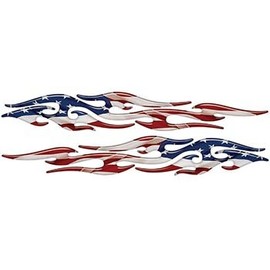 Weston Ink Thin and Long Tribal Style Flame Graphics with American Flag
