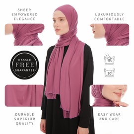 Hijab Scarf for Women - Jersey Hijab Head Scarf - Muslim Headscarf - Headwrap for women, Hijabs Scarves – Premium Jersey Quality 180x70 cm Lila