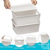 4 Pack Plastic Storage Baskets with Lids and Handles, Stackable