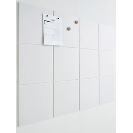 VIVELDA Large Cork Boards for Walls -Pack of 12- Black Felt Wall Tiles - Bulletin Board Panels for Office Home Decor, Push Pin Corkboard Organizer for Office or Classroom (Milky White)