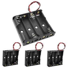 ZDRU 4 AA Battery Holder with Leads, 6V (4x1.5V) Thicken Plastic Case, Standard Snap Connectors for DIY Projects, Breadboard & Electronics (Pack of 4)