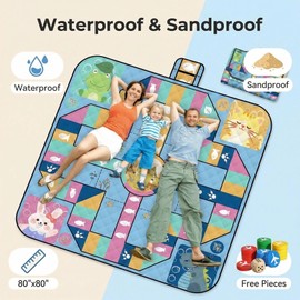 Keepatyart Flying Chess Picnic Blanket 80 x 80 Inch, Waterproof Beach Mat