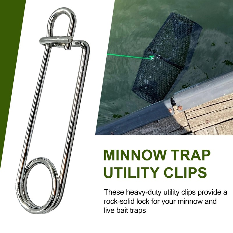 Minnow Trap Clips, Stainless Steel Live Bait Trap Lock Fasteners