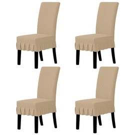 Easy-Going Dining Chair Covers Stretch Parsons Chair Slipcover with Skirt Chair Covers for Dining Room Restaurant Banquet (4 PCS, Sand)
