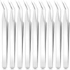 9 Pieces Curved Pointed Craft Tweezers Stainless Steel Precision Tweezer