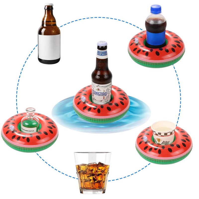 6 Pack Watermelon Inflatable Drink Holder, LIYDE Drink Floaties Fruit