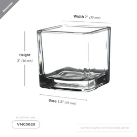 WGV 2 Inch Tea Light Votive Candle Holder, Clear, Square Cube 2”x2”, Small Tiny, Home Décor, Table Top, 1 Pc