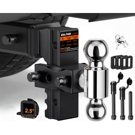 Ehaho Adjustable Trailer Hitch, Aluminum Drop Hitch 2.5 Inch Receiver with 6 Inch Drop/Rise for Truck 18,500 LBS GTW, Heavy Duty Towing Hitch Balls Double Anti-Theft Locking Hitch Pins