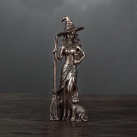 Copper Plated Witch Resin Crafts Home Decor Witch Wizard Resin Statue Ornament Best Gifts for Family Friends