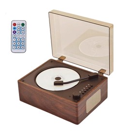 Portable CD Player, Retro CD Bluetooth Player with Dual HiFi Speakers,2000mAh Rechargeable Wood CD Music Players for Home with Remote Control, Support USB/AUX,Headphone Jack (Walnut)