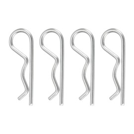sourcing map 4 Pcs Hitch Pin Clip, 4mm x 75mm R Clips 304 Stainless Steel Retaining Wire Hair Pins Cotter Pin Assortment Kit Clips for Trailer Tractors Mower Carts Truck Pin Clip, Silver