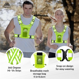 Topward Running Vest Chest Phone Holder for Women Men, Reflective Vest Safety Gear for Dog Walking Cycling - Adjustable Waist/Shoulder