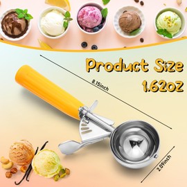 Reallnaive 4 Pcs Release Cookie Scoops Ice Cream Scooper with Trigger Release Portion Scoop Stainless Steel for Portion Control, Baking Food, Cookie Dough, Cupcake Batter (1.6 oz,Yellow)