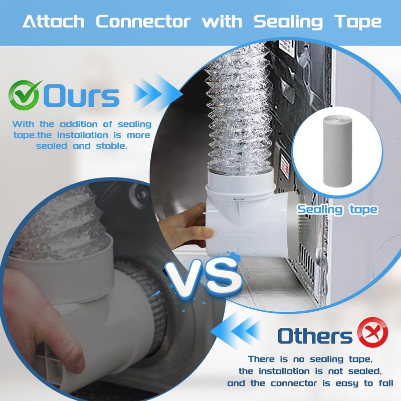 Dryer Vent Hose For Tight Space,90 Degree Dryer Vent Elbow+10ft
