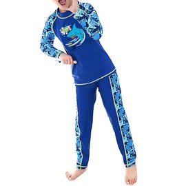 TFJH E Swimsuits for Boys UPF 50+ UV Sun Protective Swimming Custumes Fish Navy Long 116/122