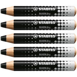 Whiteboard and Flipchart Markers - STABILO MARKdry - Pack of 5 - Black