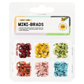 Folia Bringmann 12501 Patterned Brad Pins Round Assorted Pack of 120